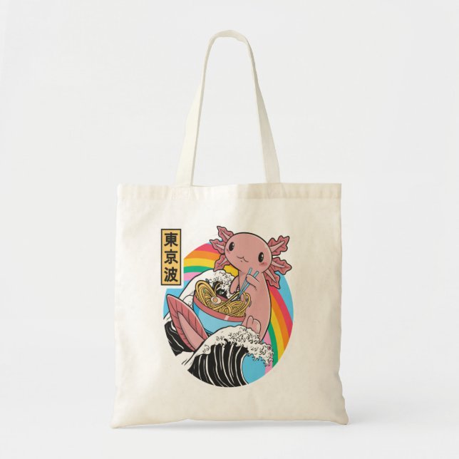 Tote Bag Anime Axolotl Waifu Who Love Anime Ramen And Sketc (Devant)