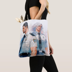 Tote Bag Anime d'aquarelle de policier beau