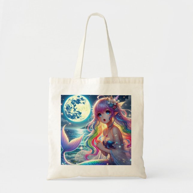 Tote Bag Anime Girl chanter Moonlight Pixie Rainbow Mermaid (Devant)
