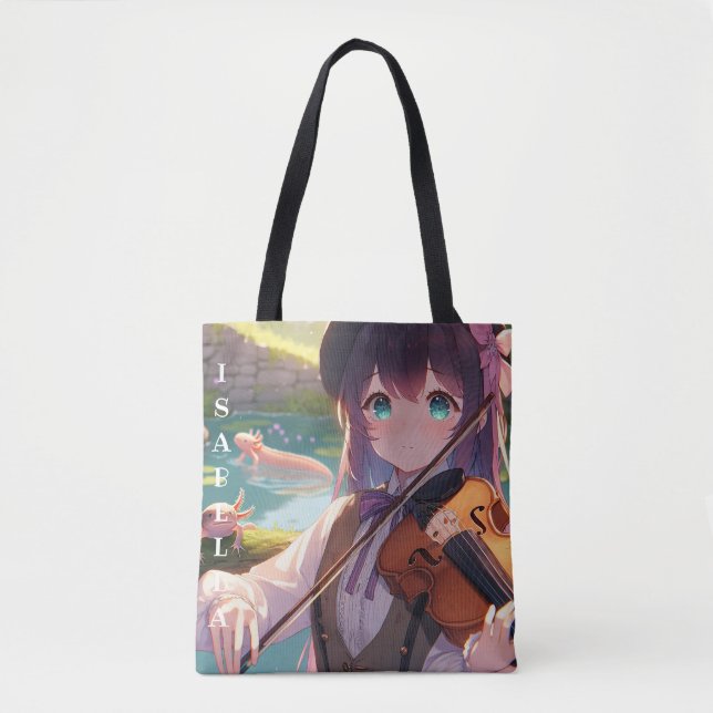 Tote Bag Anime Girl Jouer le violon Personnalisé (Devant)