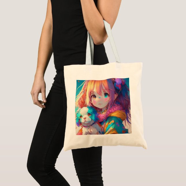 Tote Bag Anime Girl with Puppy (Devant (produit))