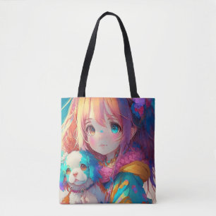 Tote Bag Anime Girl with Puppy