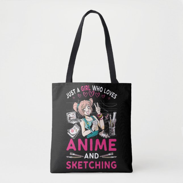 Tote Bag Anime Sketching Girl Otaku Ado Japonais Comic Fan (Devant)