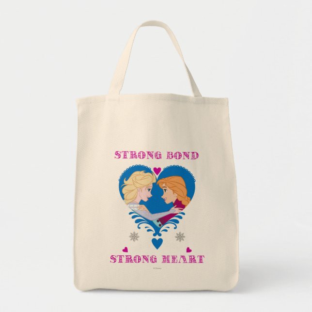 Tote Bag Anna et Elsa | Bond fort, Coeur fort (Devant)