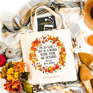 Tote Bag Anne colorée des pignons verts Cottagecore Automne