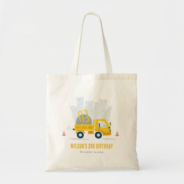 Tote Bag Anniversaire de enfant du véhicule de construction (Devant)