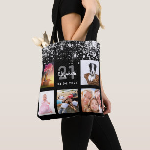 Tote Bag Anniversaire noir argent parties scintillant photo