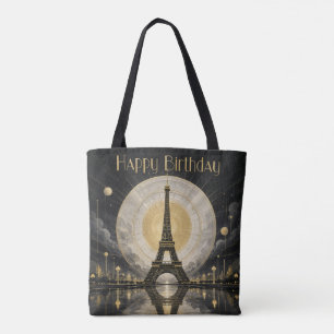 Tote Bag Anniversaire Paris Tour Eiffel Déco Or