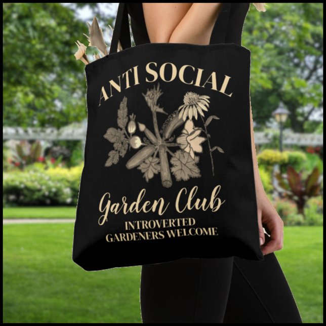 Tote Bag Anti Social Garden Club Tan Botanical Illustration (Créateur téléchargé)