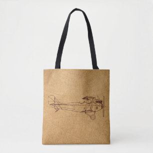 Tote Bag Antique avion Retro Classic Aviation Style