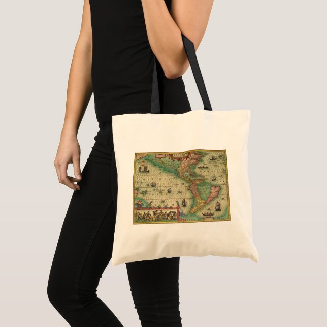 Tote Bag Antique carte du Vieux Monde des Amériques, 1606 (Devant (produit))