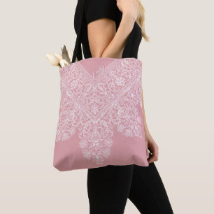 Tote Bag Antique dentelle italienne Nom monogramme Fourre-t