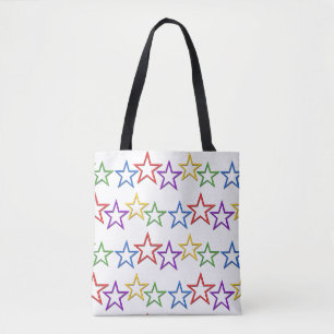 Tote Bag (ao) - Rows of Coloured Stars