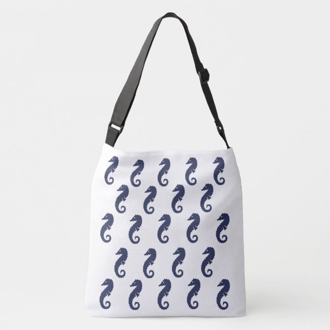 Tote Bag (ao) - Sea Horses in Blue (Back)