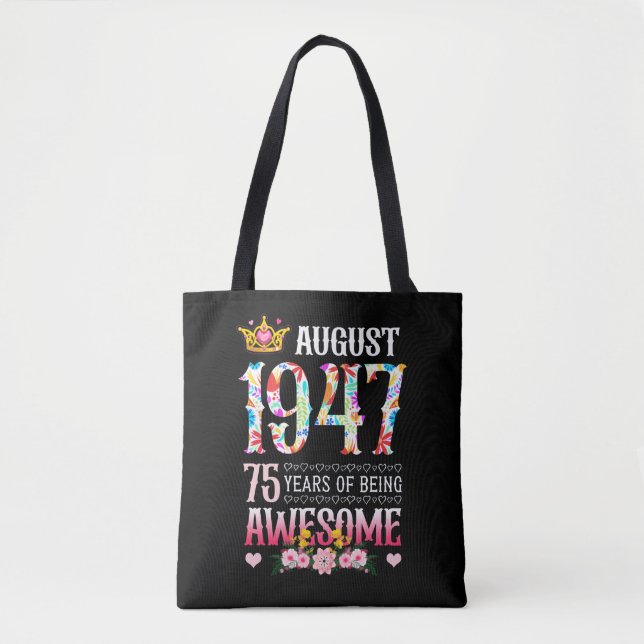 Tote Bag Août 1947 75e anniversaire 75 ans étonnant Floral (Devant)