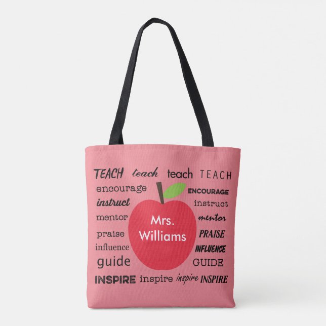 Tote Bag Apple et les mots du professeur de l'inspiration (Dos)