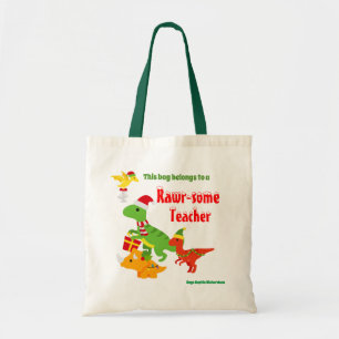 Tote Bag Appréciation de l'enseignant de Noël Enfants Dinos