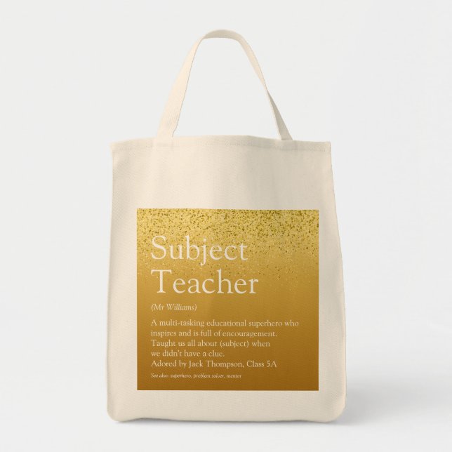 Tote Bag Appréciation de l'enseignant Définition Parties sc (Devant)