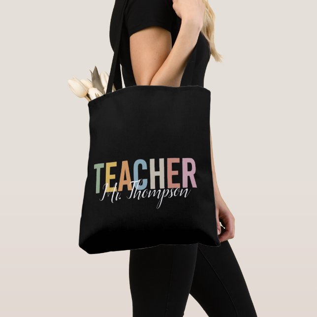 Tote Bag Appréciation personnalisée de l'enseignant Retour  (De près)