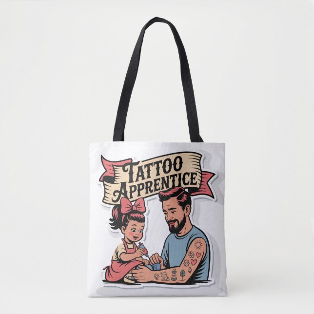 Tote Bag Apprentice de tatouage - Joli dessin papa & fille (Devant)