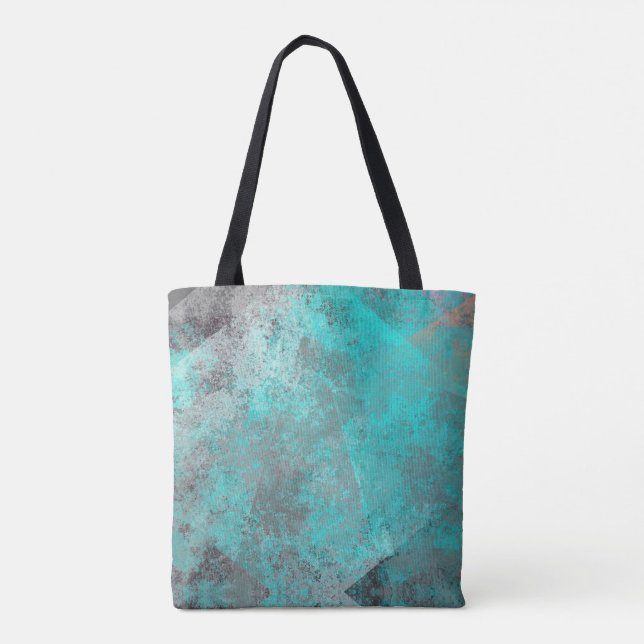 Tote Bag Aqua bleu turquoise et gris en détresse abstrait (Dos)