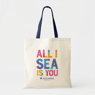 Tote Bag Aquaman "All I Sea Is You" Colorful Paisley