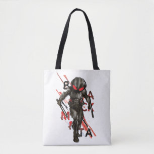 Tote Bag Aquaman   Black Manta Scattered Typography Graphic