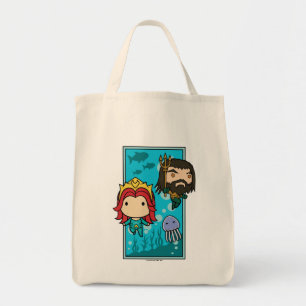 Tote Bag Aquaman   Chibi Mera et graphique sous-marin