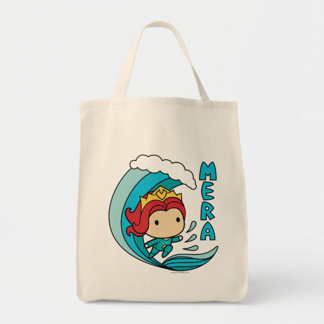Tote Bag Aquaman | Chibi Mera Riding Vague Graphique (Devant)