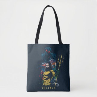Tote Bag Aquaman | Orin, Mera, et graphique noir de Manta