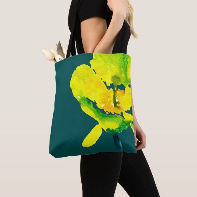 Tote Bag Aquarelle abstraite jaune lâche floral (De près)