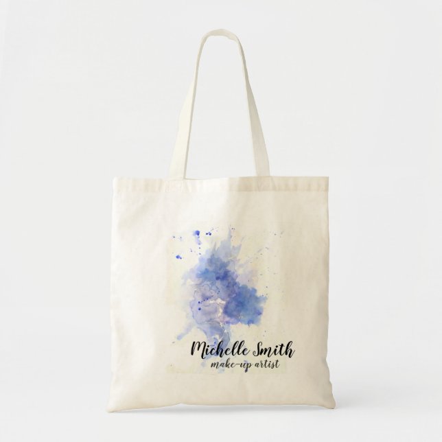 Tote Bag Aquarelle Abstraite trait de brosse bleu clair (Devant)
