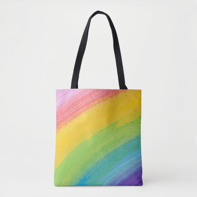 Tote Bag Aquarelle acrylique colorée Motif arc-en-ciel | (Devant)