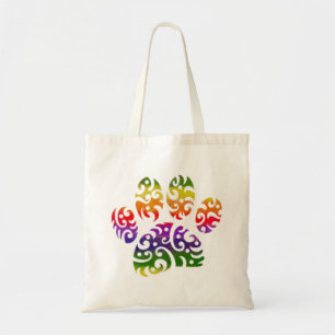 Tote Bag Aquarelle arc-en-ciel Tribal Chien Paw Tattoo Impr