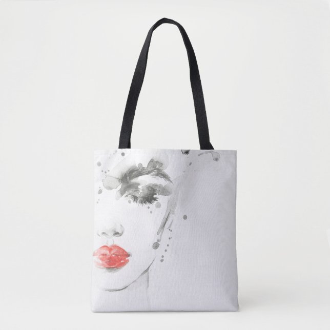 Tote Bag Aquarelle Beauté : Illustration de portrait fémini (Devant)
