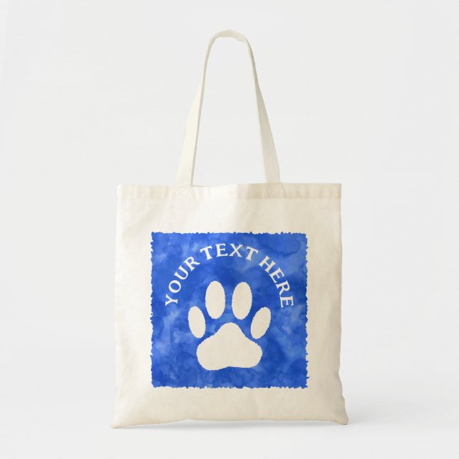 Tote Bag Aquarelle blanche Empreinte de patte personnalisé (Devant)