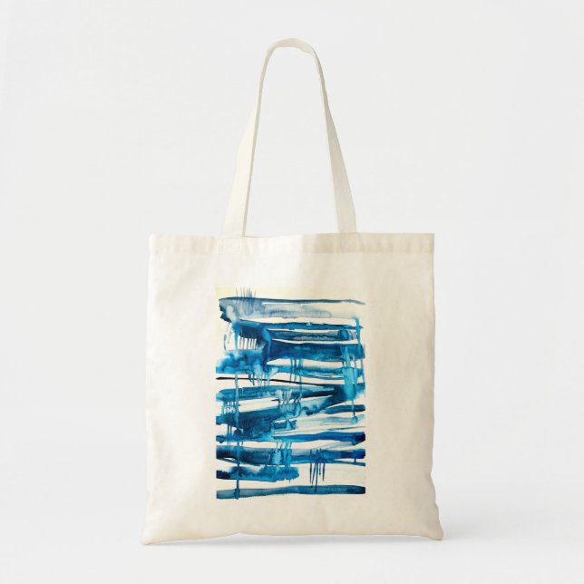 Tote Bag Aquarelle bleu art abstrait (Devant)