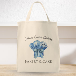 Tote Bag Aquarelle bleu Chef Casquette Nom Boulangerie
