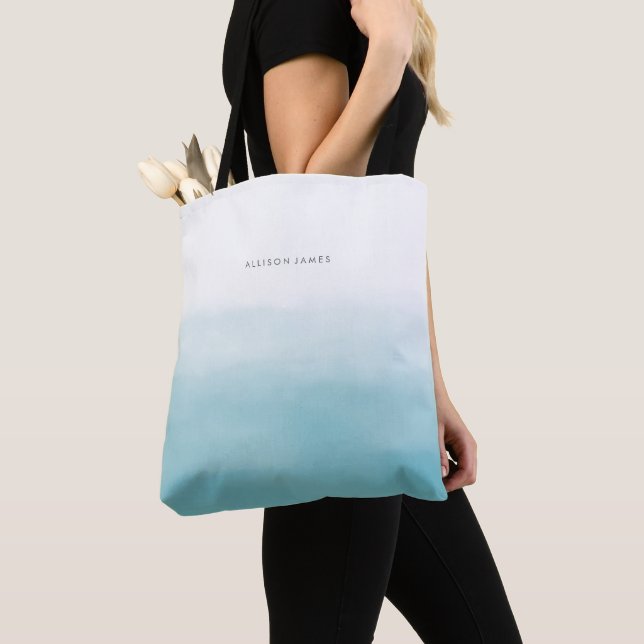Tote Bag Aquarelle bleue Ombre (De près)