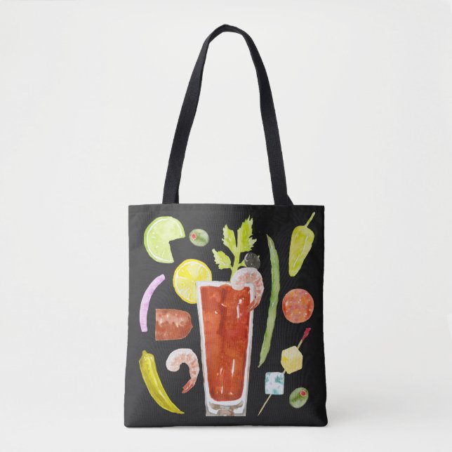 Tote Bag Aquarelle Bloody Mary Fourre-tout, 2 côtés (Devant)