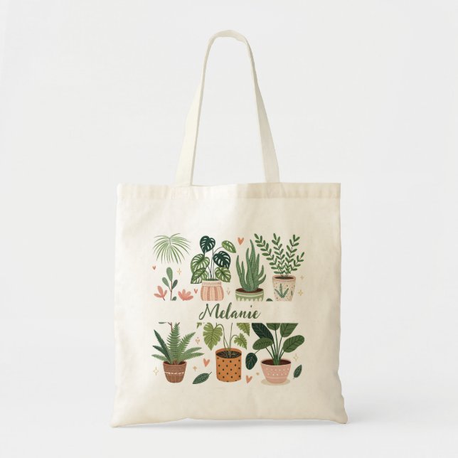 Tote Bag Aquarelle botanique Plantes pointillés (Devant)