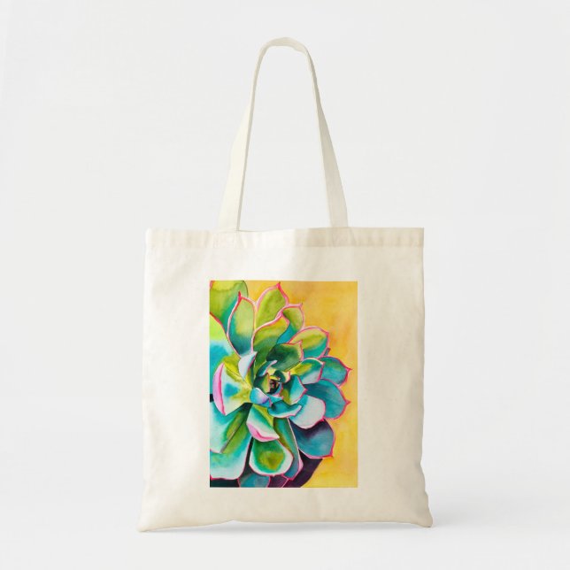 Tote Bag Aquarelle botanique succulent (Devant)