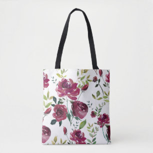 Tote Bag Aquarelle Bourgogne Modèle floral