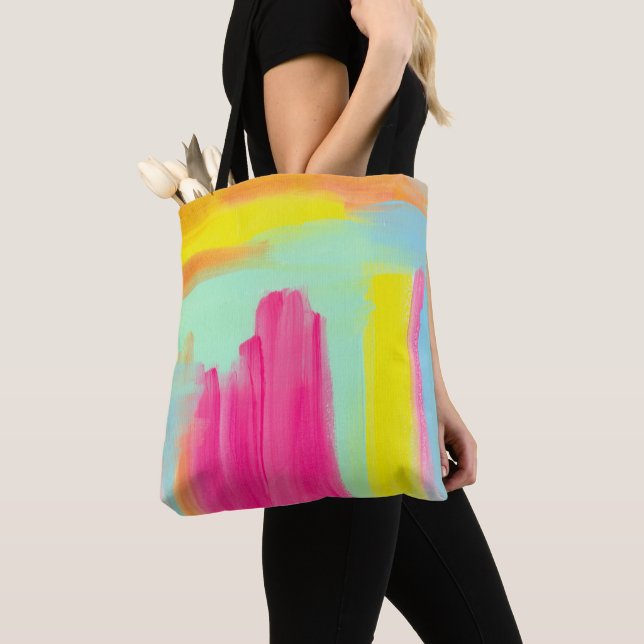 Tote Bag Aquarelle brillant partout en impression été fourr (De près)