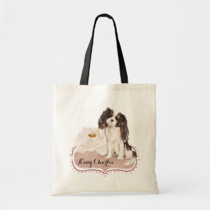 Tote Bag Aquarelle Cavalier King Charles Spaniel avec Rose