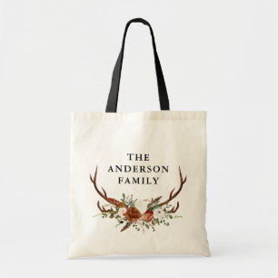 Tote Bag aquarelle cerf floral terracotta moderne élégant