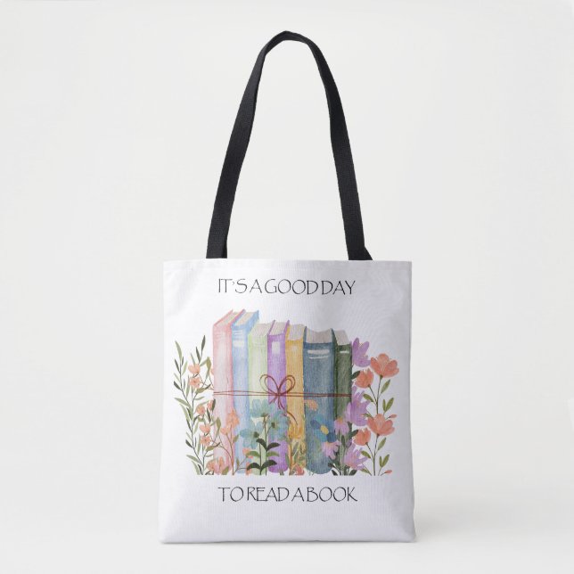 Tote Bag Aquarelle "C'est un bon jour pour lire un livre" (Devant)