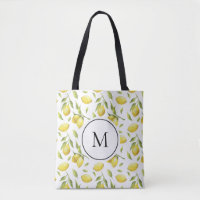 Aquarelle Citrons et verdure Monogramme Motif
