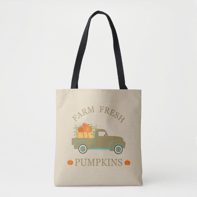 Tote Bag Aquarelle citrouille fraîche de ferme automne (Devant)