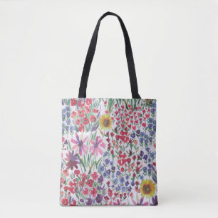 Tote Bag Aquarelle colorée Jardin botanique floral